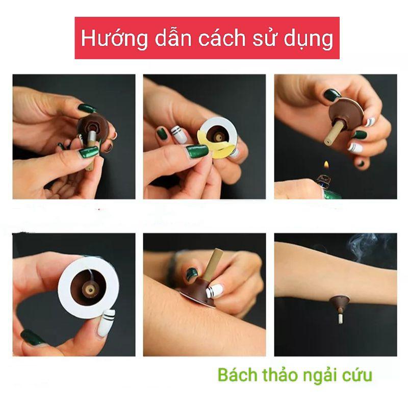 50 Điếu Ngải Dán, Nhang Ngải Cứu Hộp 50 Điếu Kèm Đế dán 7mm, 10mm Spa Dưỡng Sinh, cứu ấm huyệt  đạo