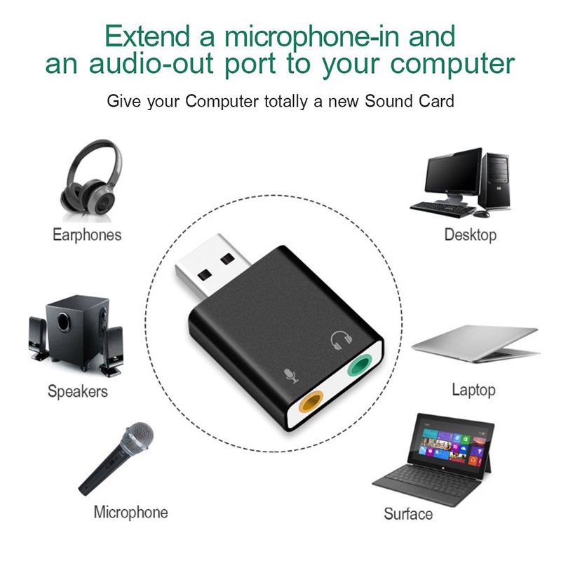 Sound card âm thanh USB 7.1 CH cho máy tính PC - Hàng Nhập Khẩu