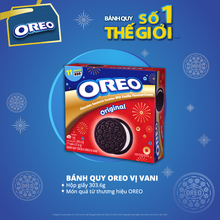 Combo 2 hộp bánh quy OREO Vanilla Red, hộp quà Tết 303.6g x 2