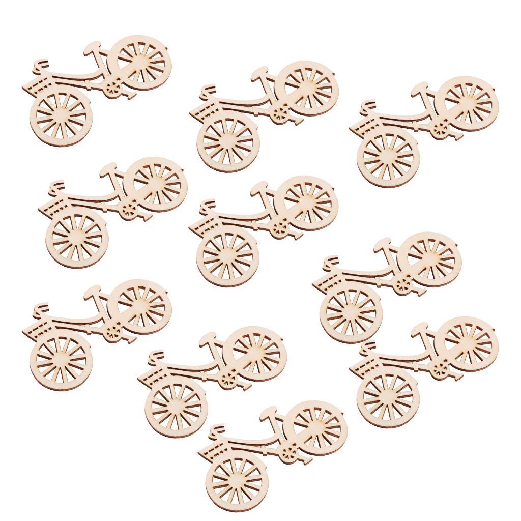 4-20pack 10 Pieces Wood Cutouts Bicycle Shapes Wooden Embellishments Craft for