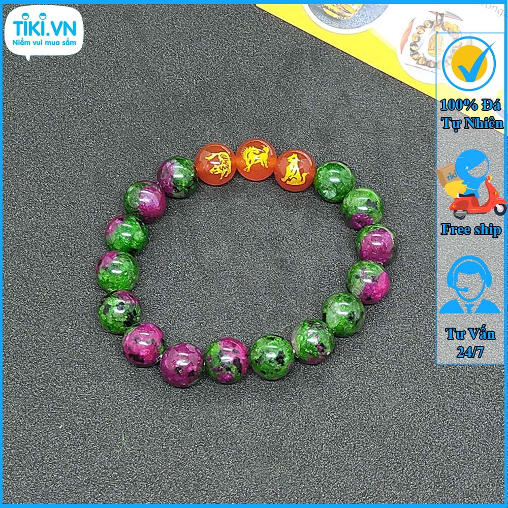 Vòng tam hợp quý nhân dần ngọ tuất chất liệu mã não tự nhiên - size 10ly cho nữ - bảo hành 12T - Phong Thủy Anh Vũ