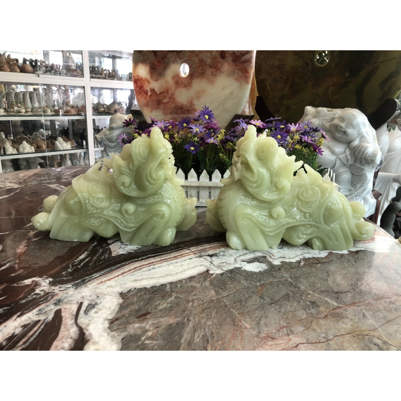 Cặp Tỳ Hưu phong thủy đá ngọc Onyx - Dài 30 cm