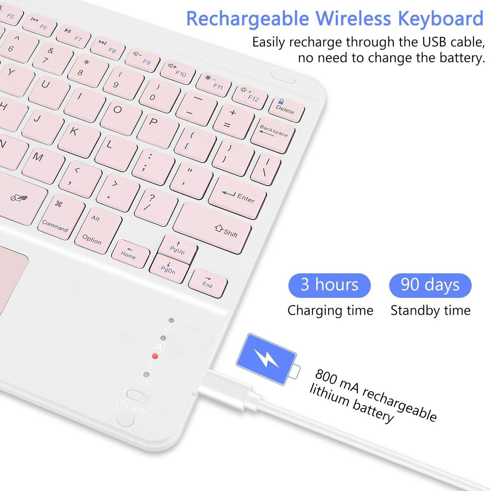 Slim Wireless Bluetooth Keyboard with Touchpad for iPad, Cable-Free, Easy to Operation