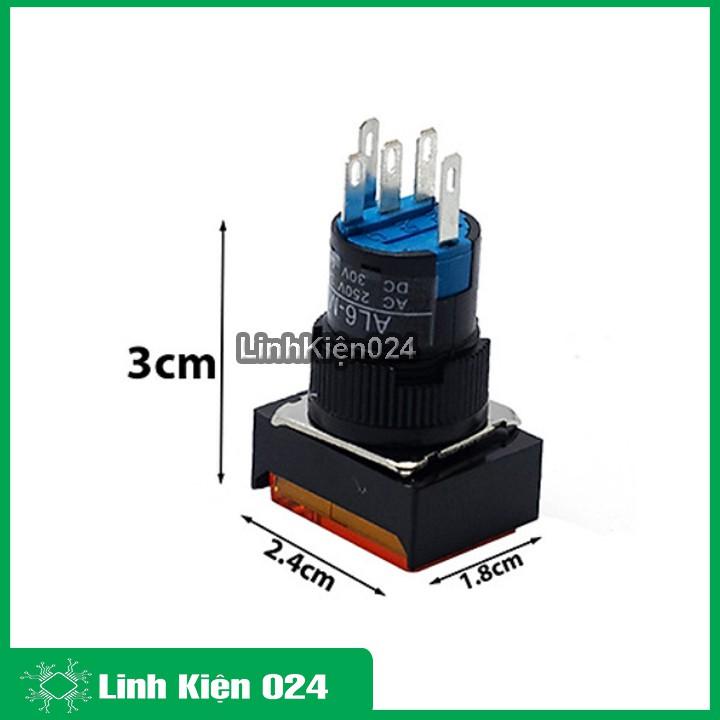 Nút Nhấn Đề Chữ Nhật 24VDC LA16J-11D Nhấn Nhả Có Đèn