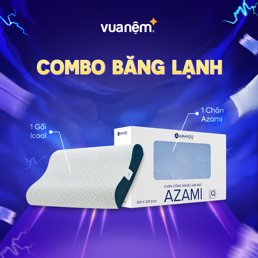 Combo Băng Lạnh Gối Foam Aeroflow Nhật Bản iCool, Chăn Công Nghệ Làm Mát Azami