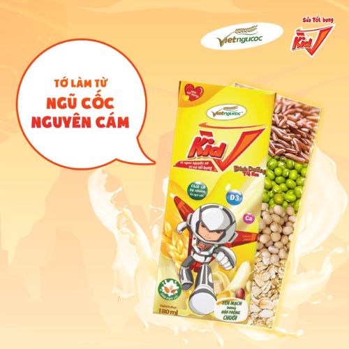 Thùng 48 hộp Sữa Yến Mạch Vkid VIỆT NGŨ CỐC Cho Bé Thơm Ngon Hương Vị Cacao 180ml/Hộp