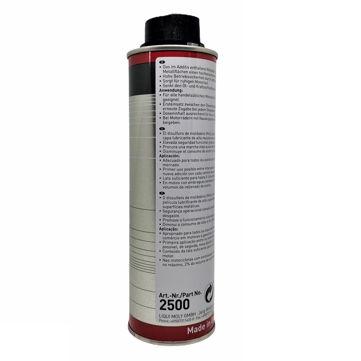 Phụ gia nhớt động cơ MOS2 Liqui Moly 2500 - Tặng kèm 1 khăn lau chuyên dụng 3M