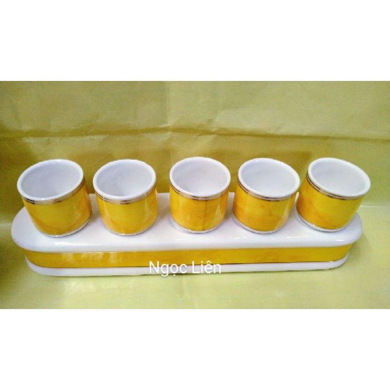 Set Bộ đồ thờ cúng vân đá vàng dành cho bàn thờ ngang 55cm