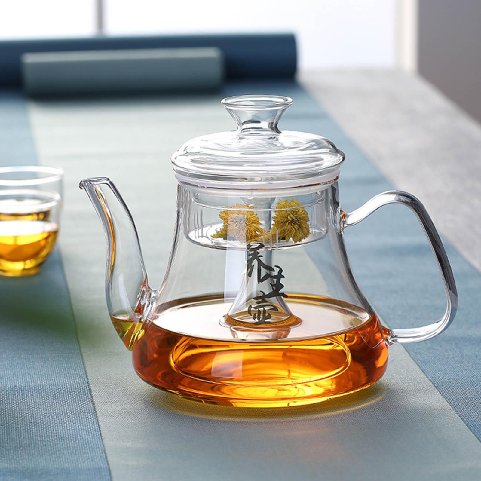 Glass Tea Pot with Removable Loose Tea Infuser Clear Handle