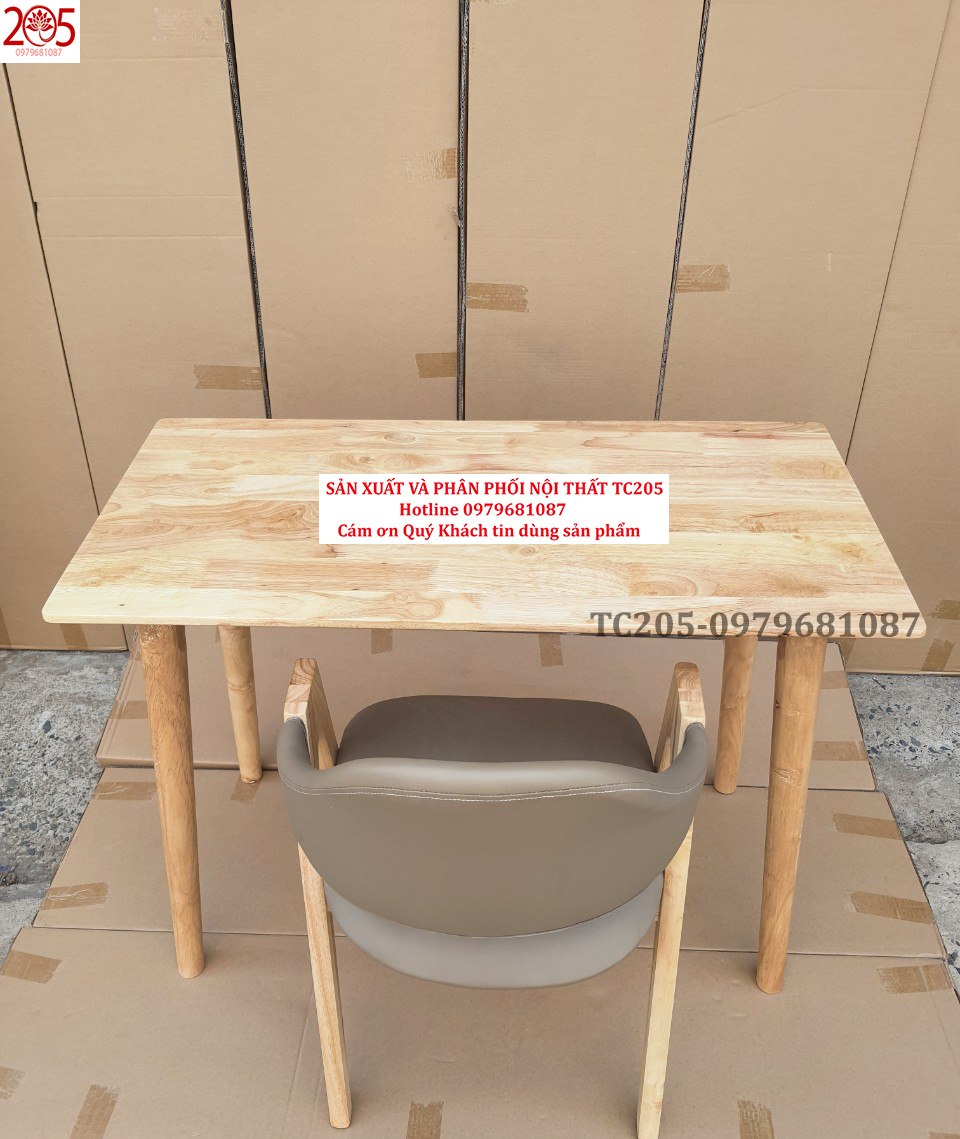 BÀN LÀM VIỆC, BÀN HOC SINH GỖ CAO SU 100% - 4 chân tròn