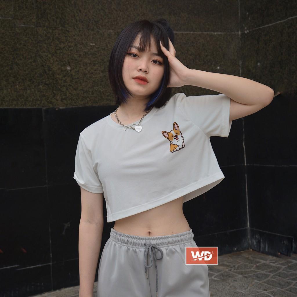 Áo Croptop nữ ngắn tay Wado dáng rộng mặc thoải mái in hình mã CR854