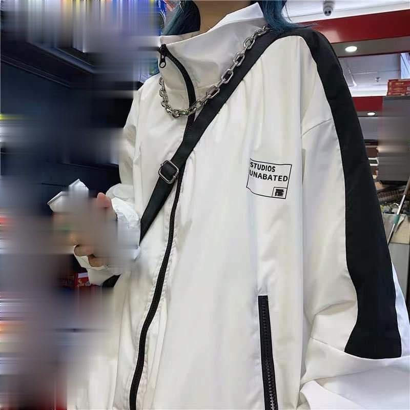 Áo Khoác Dù LOGO   Nam Nữ Unisex Form Rộng Bomber,65kg đổ lại