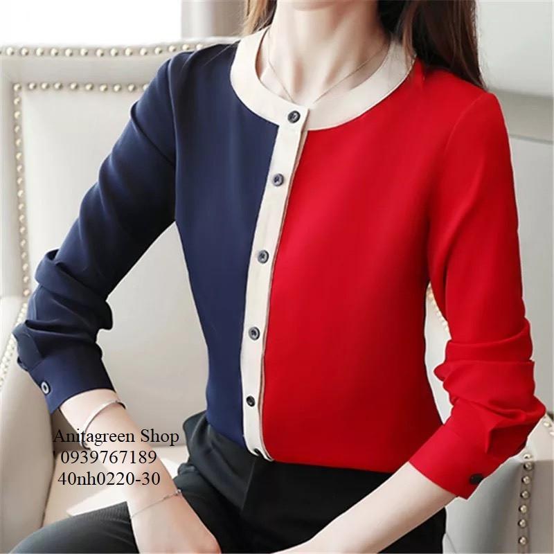 40nh0220-SƠ MI NỮ 2 MÀU TAY DÀI s-6xl