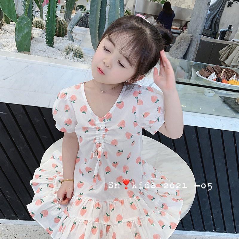 Váy bé gái dâu tây đuôi cá cực xinh