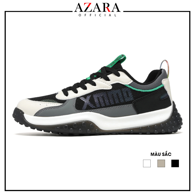 Giày Thể Thao Nam AZARA - Giày Sneaker Màu Xám - Trắng - Đen Trẻ Trung Năng Động , Phong Cách Thời Trang Hàn Quốc Đẹp - G5491