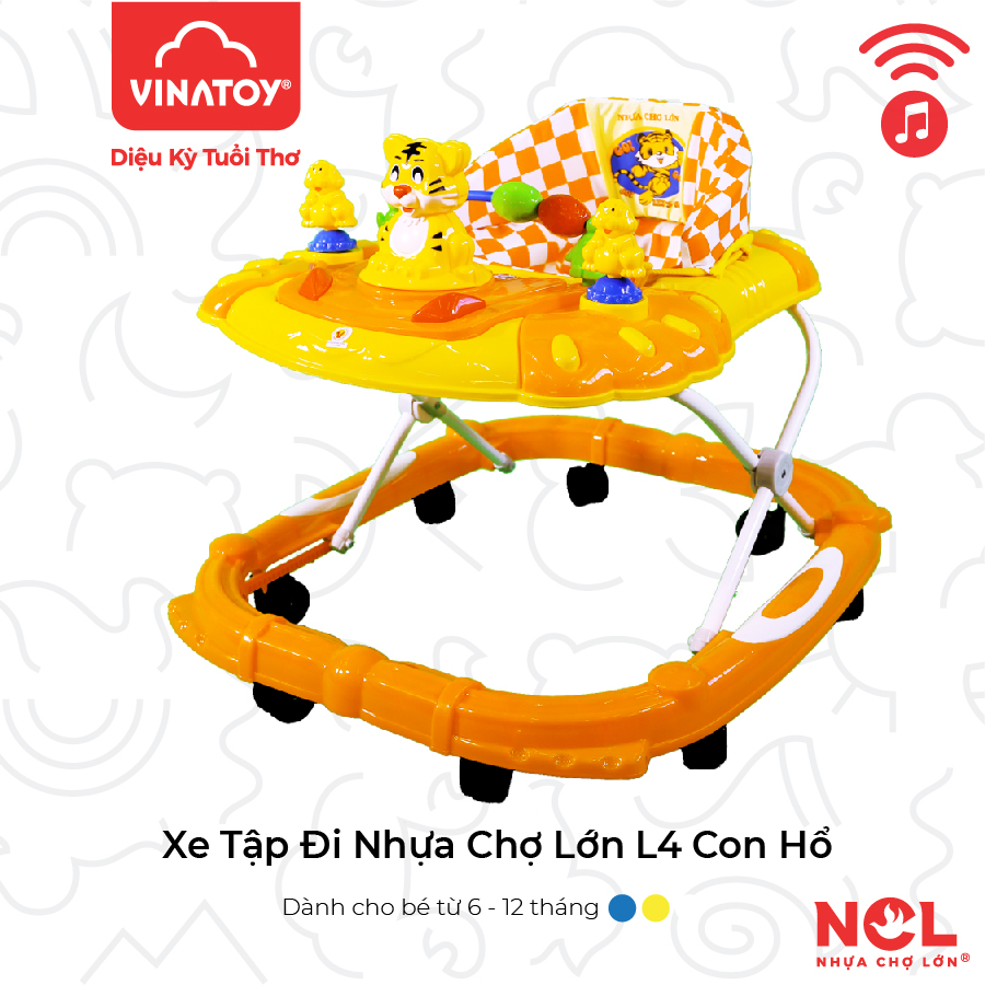 Xe Tập Đi Nhựa Chợ Lớn L4 Con Hổ Dành Cho Bé Từ 6 - 12 Tháng (Có nhạc) - M1637B-XTĐ