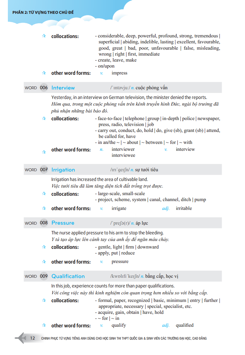 Sách Chinh Phục Từ Vựng Tiếng Anh Dùng Cho Học Sinh Thi THPT Quốc Gia Và Sinh Viên Các Trường Đại Học, Cao Đẳng