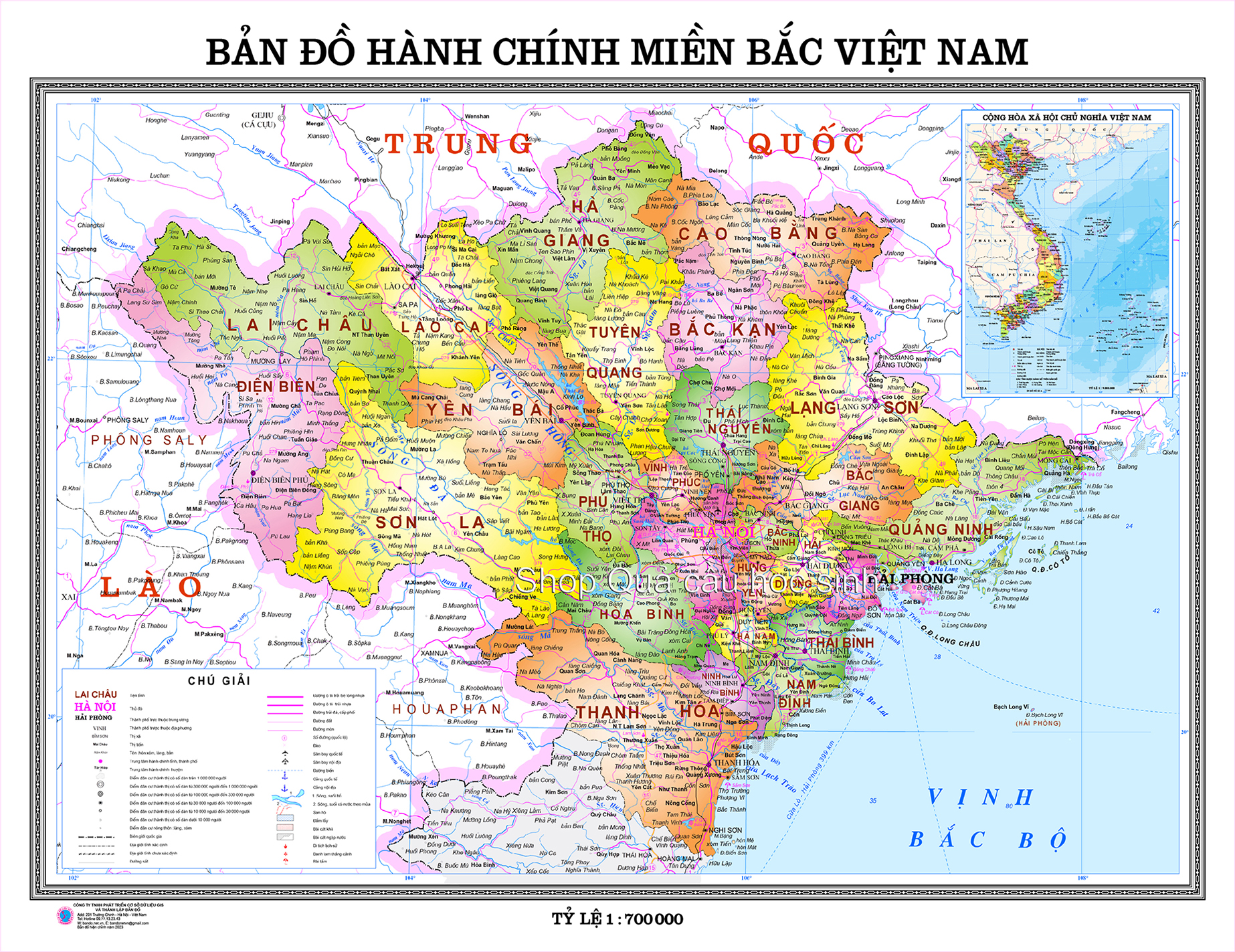 Hành chính Miền bắc khổ A0 (84x109cm)