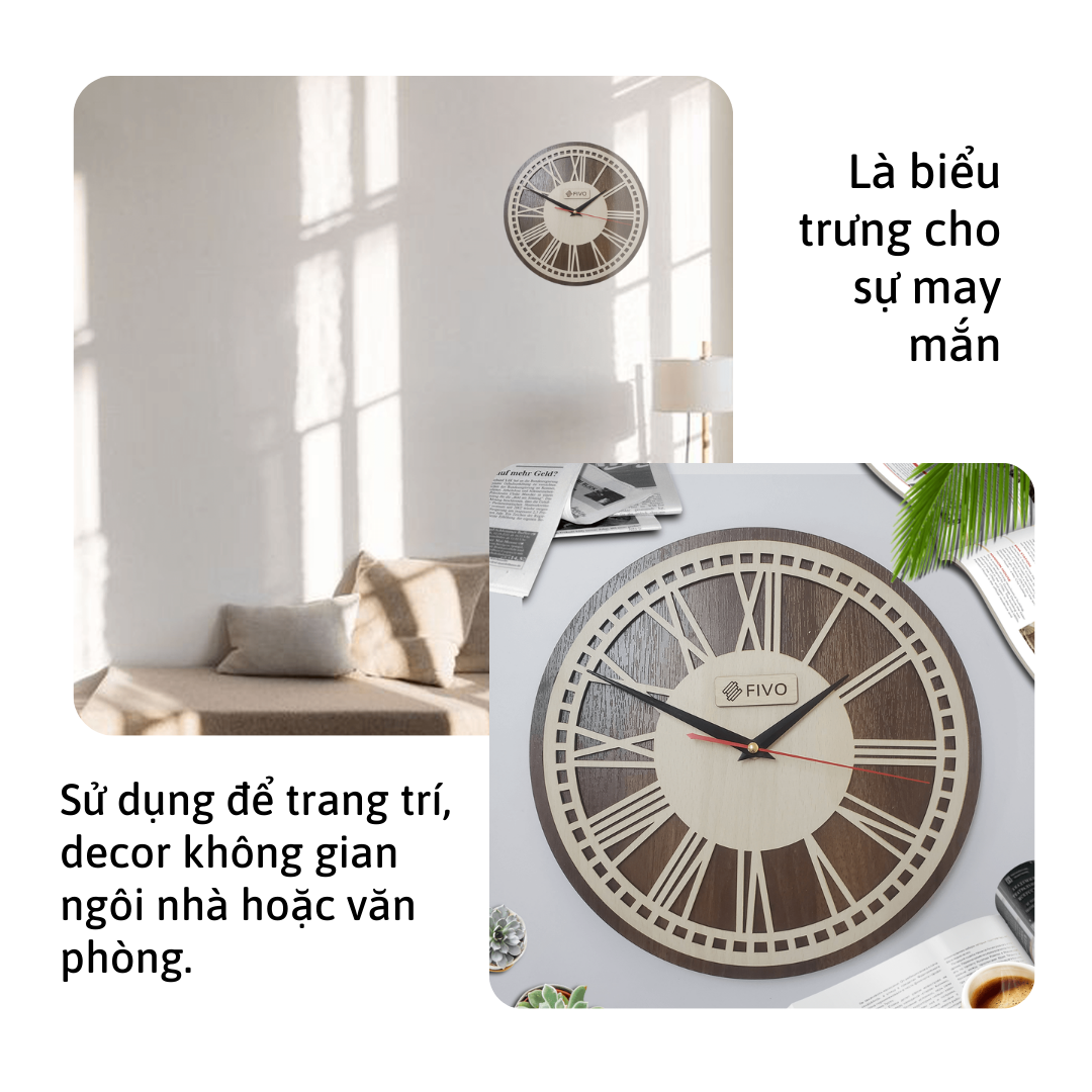 Đồng Hồ Gỗ Treo Tường Decor Trang Trí, Thiết Kế Kết Hợp Giữa Cổ Điển Và Hiện Đại Thương Hiệu FIVO Mẫu FW04 Tạo Điềm Nhấn Cho Ngôi Nhà Bạn