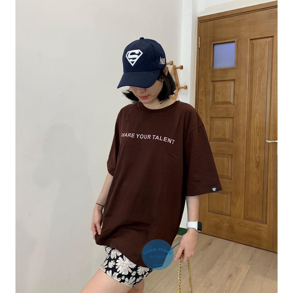 Áo thun nâu đất unisex in chữ-freesize nam nữ