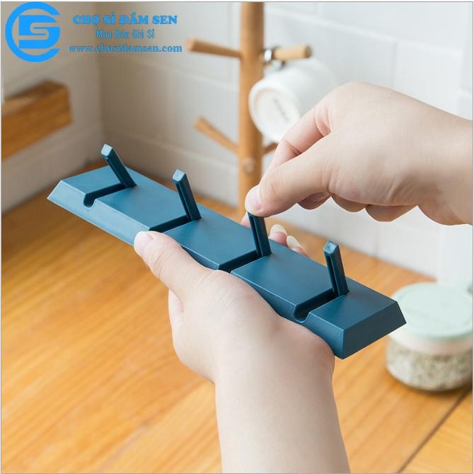 Thanh treo đồ 4 móc gấp gọn dán tường,tủ quần áo, nhà bếp, nhà tắm siêu tiện lợi