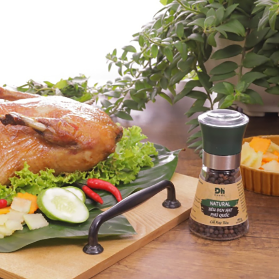 Tiêu Đen Hạt Phú Quốc - Nắp cối xay Ceramic Natural - 45g