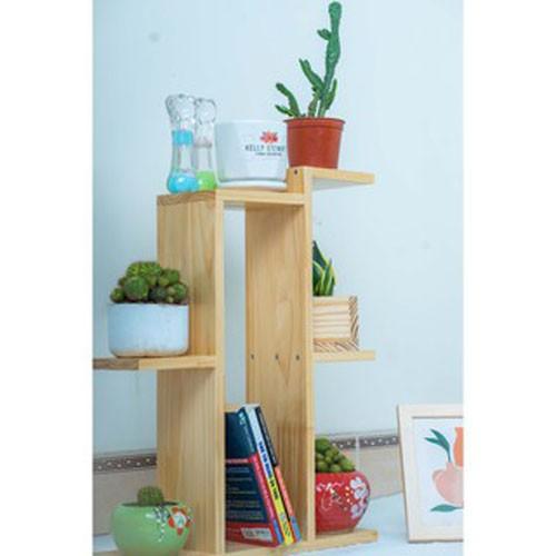 Kệ gỗ, giá đỡ cây cảnh trang trí phòng bàn làm việc lắp ghép tiện lợi 40x40x12cm