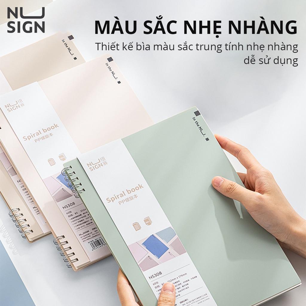 Sổ lò xo xoắn gáy NUSIGN cao cấp, 120 trang, chất giấy dai dày mịn chống lóa ăn mực, 4 màu - NS308