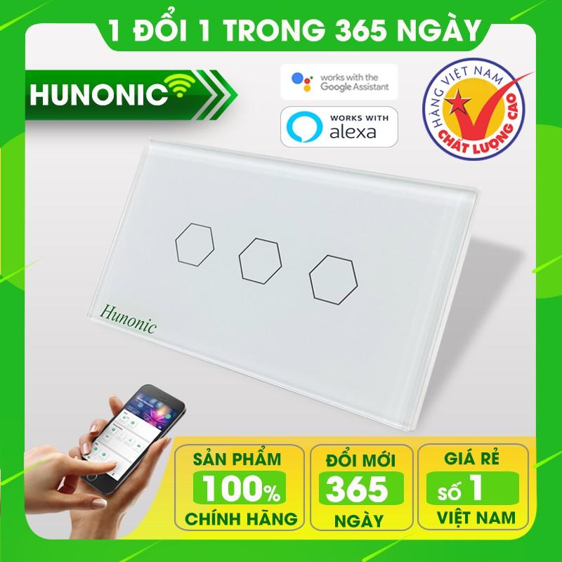 Công tắc thông minh Smart Home 3 nút tích hợp ổ hỗ trợ Google Assistant . Công tắc cảm ứng WIFI kính cường lực- Công tắc