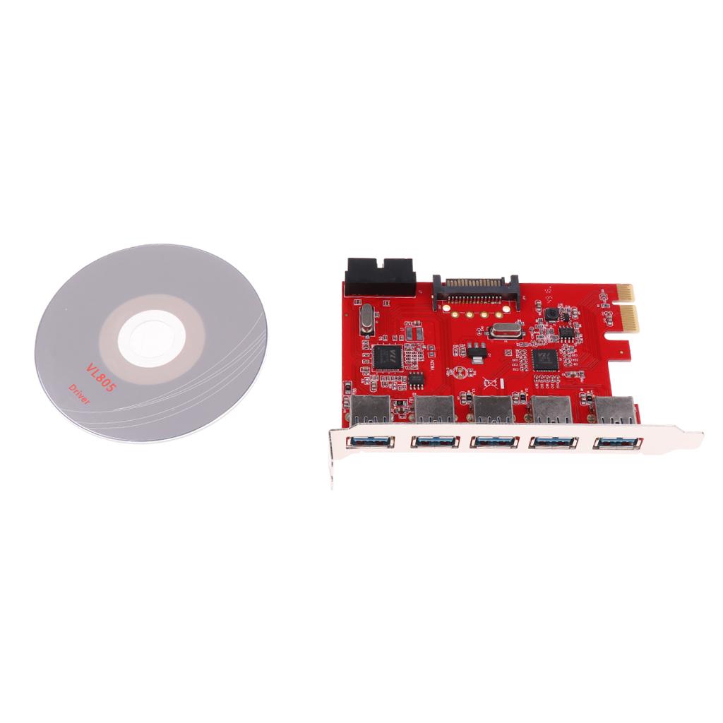 5 Ports PCI-E to USB 3.0 PCI Express Card Adapter USB3.0 Hub for Windows XP