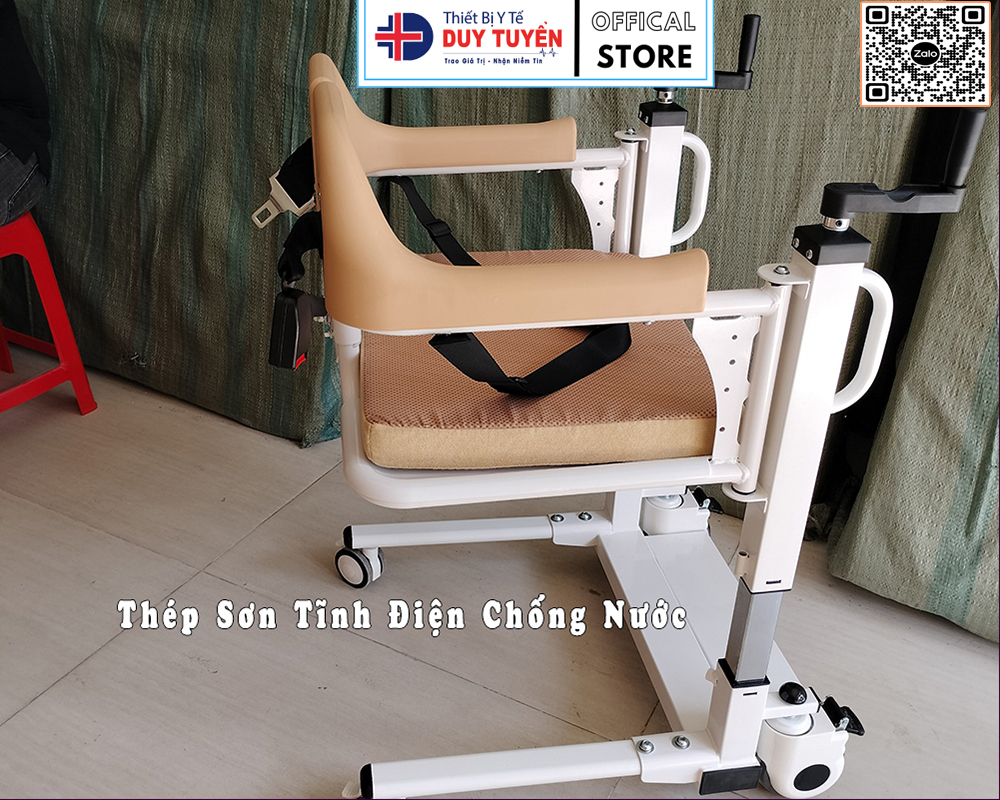 Xe Nâng Hạ Tay Quay Tự Đón Người Bệnh, Đi Tắm Đi Vệ Sinh Tiện Lợi Tải Trọng 250kg