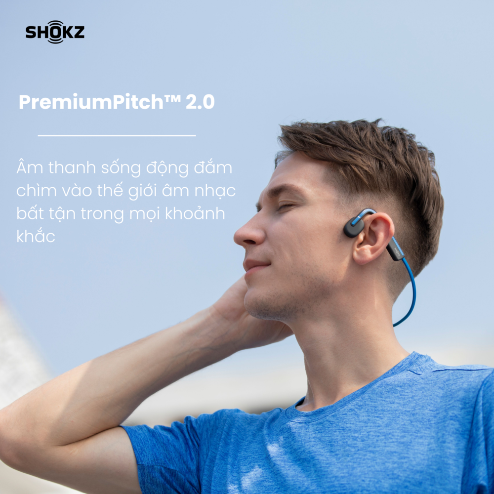 Tai Nghe Bluetooth Thể Thao Truyền Âm Thanh Qua Xương SHOKZ OPEN MOVE S661 Màu Xanh - Hàng chính hãng