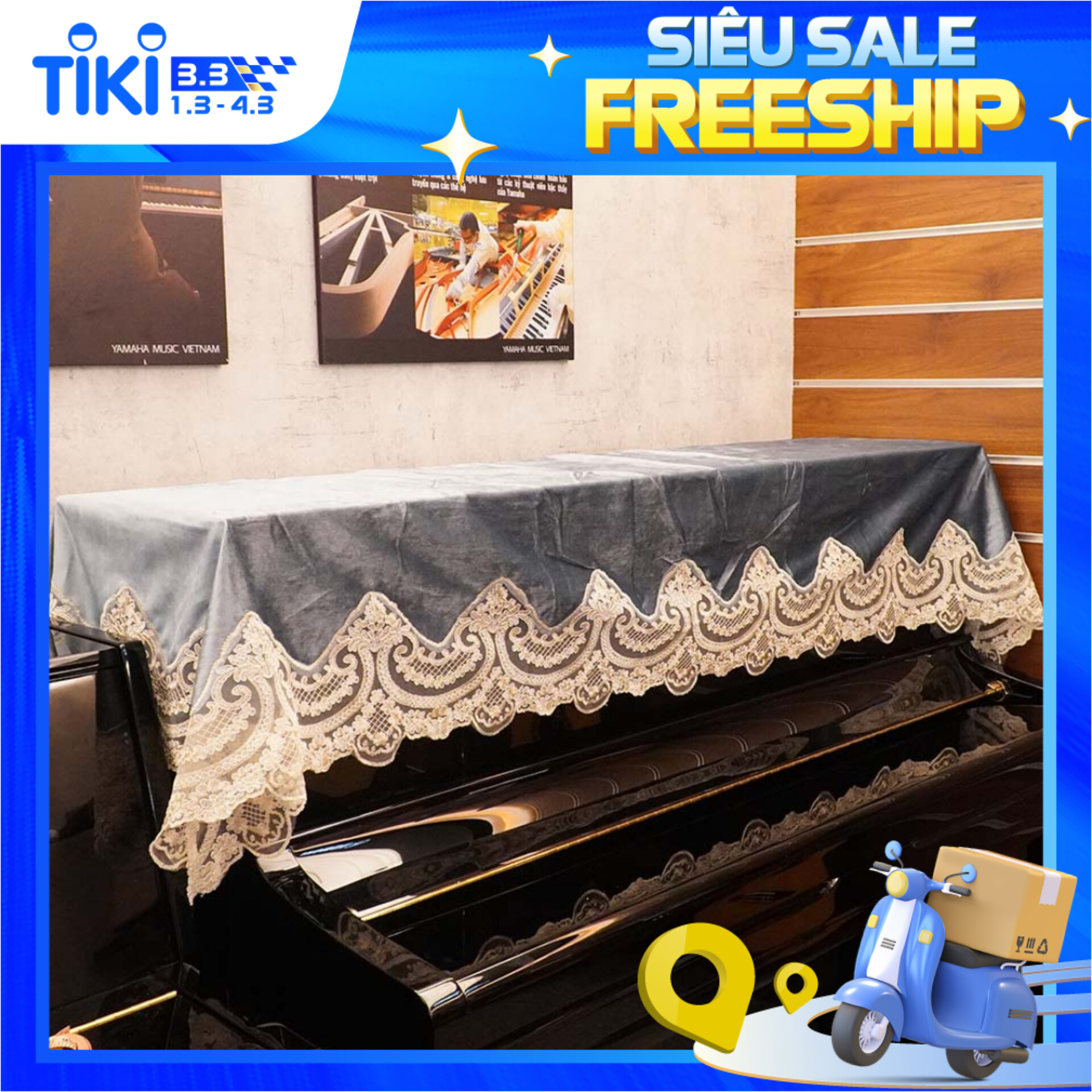 Khăn Phủ Đàn Piano Vải Nhung Cao Cấp KU-15