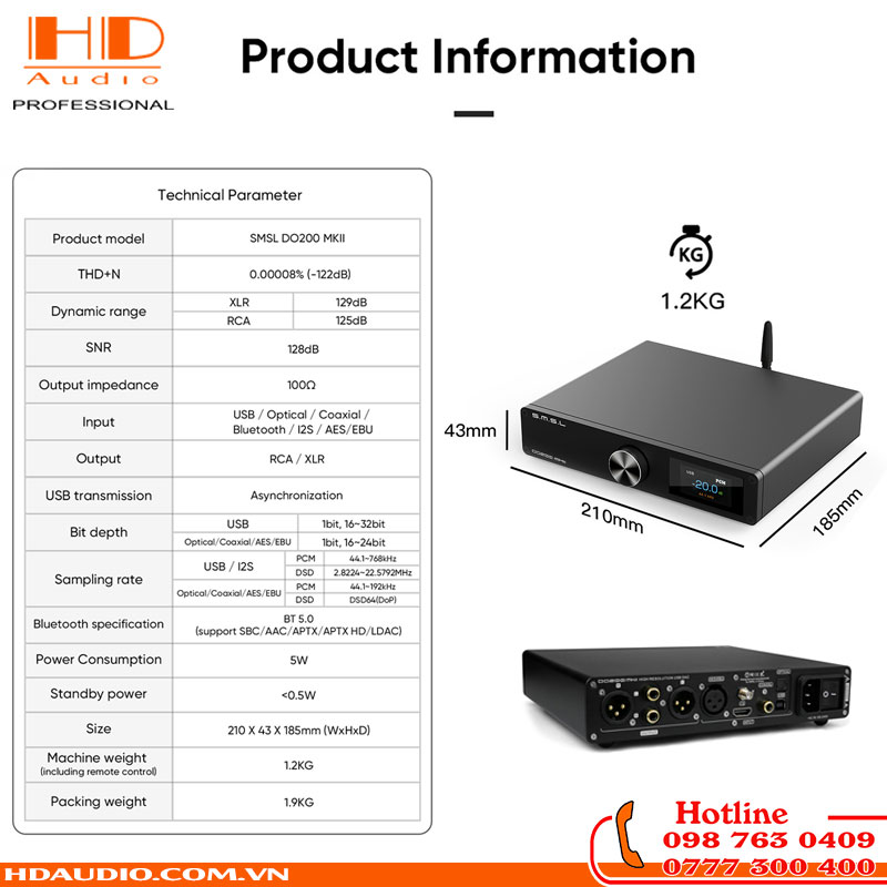 DAC SMSL DO200 Mk2 - 2x DAC ESS9068AS -XMOS XU-316 - Chất Âm Tuyệt Vời - Hàng Chính Hãng