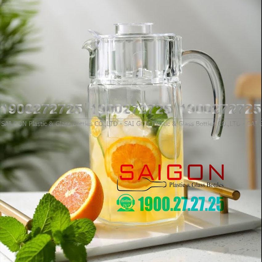 Bình Nước Thủy Tinh Delisoga Pitcher Hexago 1250ml | EH.1003-1 , Thủy tinh Cao cấp