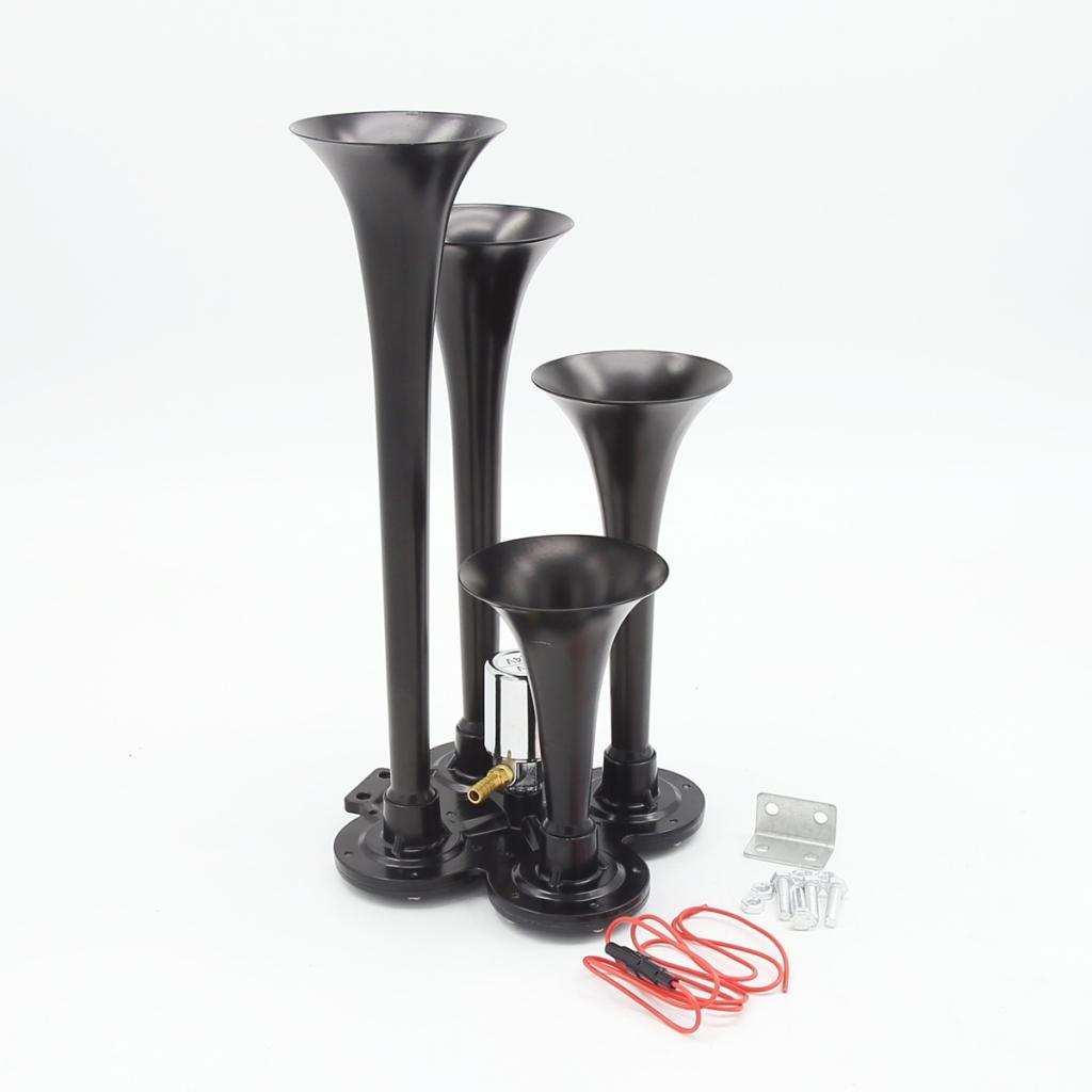 12V/24V Car Truck Boat 4 Trumpet Train Air Horn Set 150db for Air Compressor