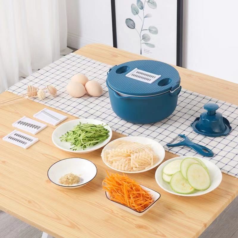 Bộ nạo rau củ quả cao cấp đa năng kèm rổ đựng và chậu 12 chi tiết cực kỳ tiện lợi