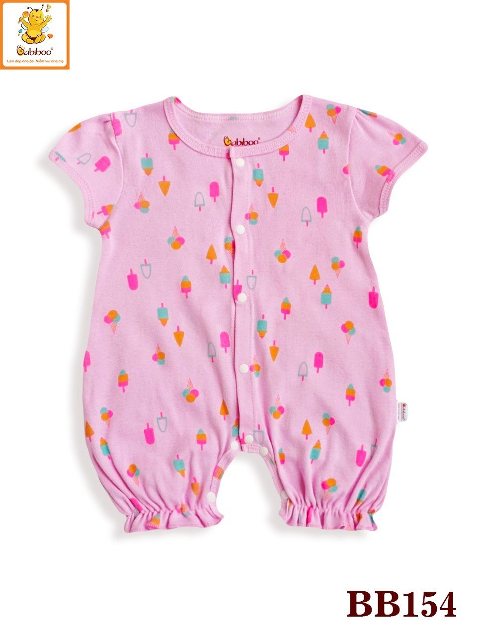 Bodysuit bé gái Babibo áo liền quần cho bé vải Cotton bozip, co dãn , thấm hút BB154