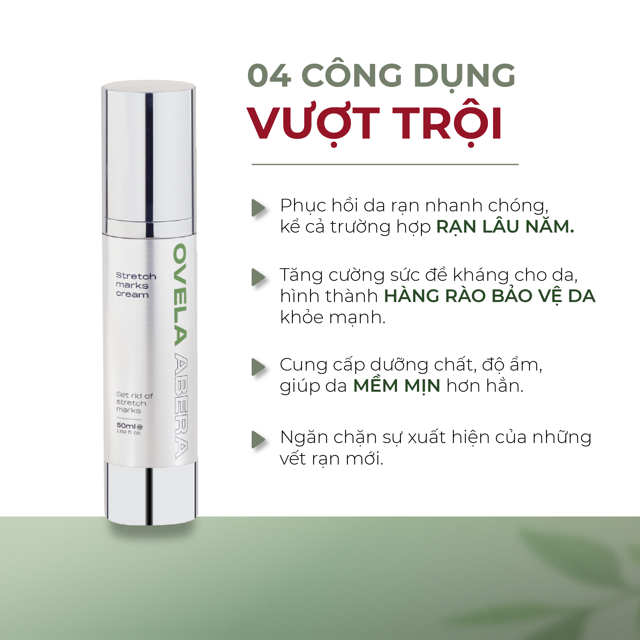 [Combo 2] Kem Rạn Da OVELA ABERA 50ML, Dưỡng Ẩm,  Giảm Rạn Cũ, Ngừa Rạn Mới, Mờ Thâm Bụng, Xóa Tan Mọi Âu Lo Về Rạn Da