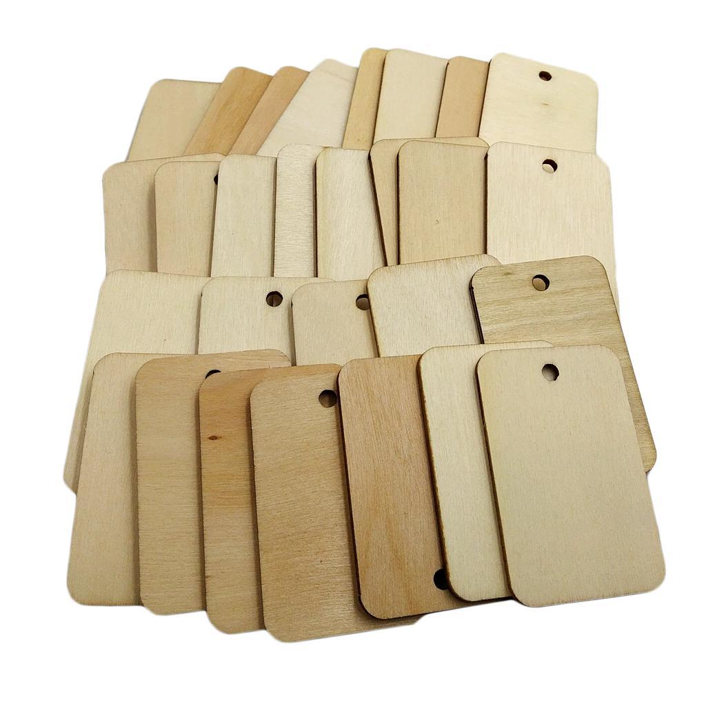 50 Pieces Natural Unfinished Blank Wood Tags Wooden Gift Tags Labels for Wedding Party Craft with Rope