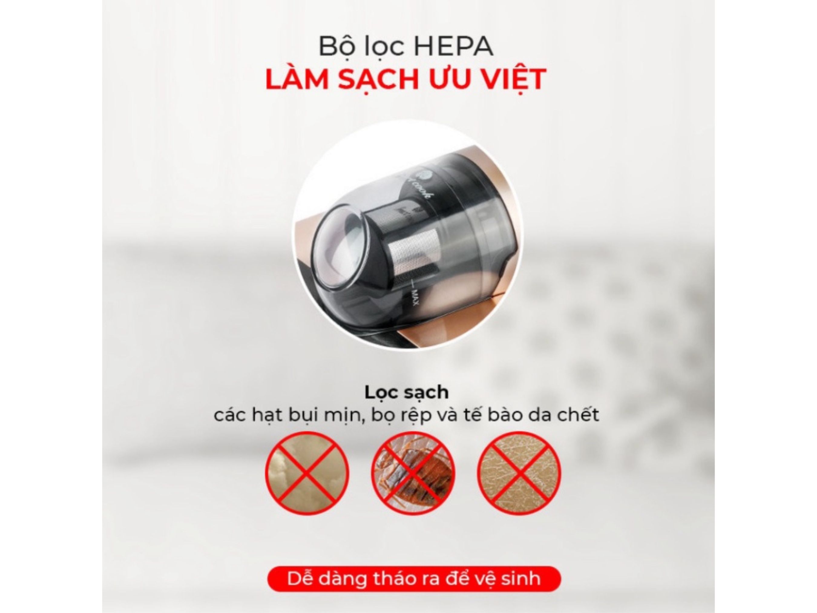 Máy hút bụi giường đệm cầm tay UV Smartcook VCS-3924OL, tia UV diệt khuẩn an toàn - Hàng chính hãng