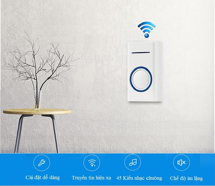 Chuông cửa loại đôi cao cấp, báo khách và đo nhiệt độ với đa dạng kiểu chuông, tín hiệu tốt MW189