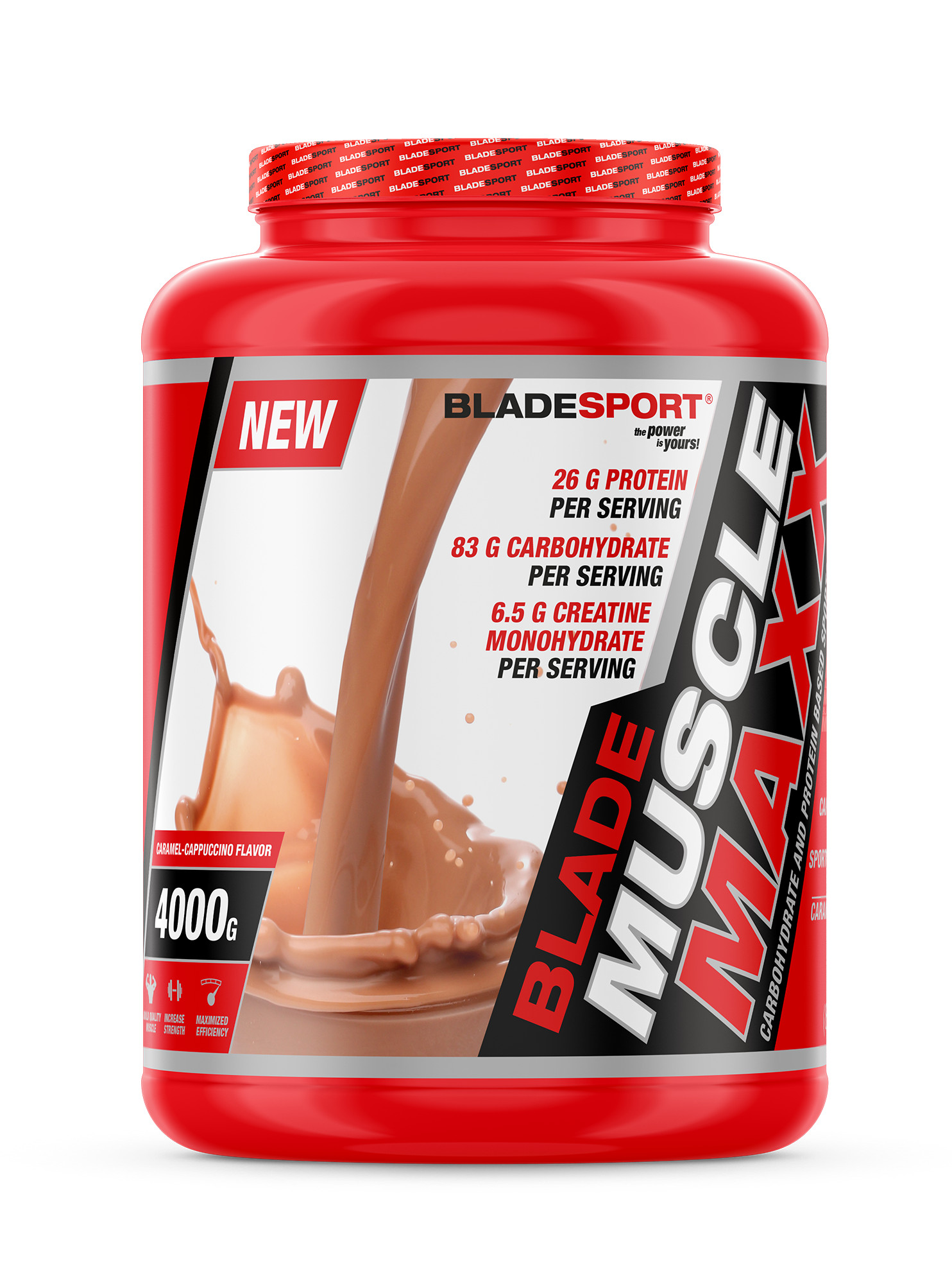 Sữa tăng cân tăng cơ Blade Muscle Maxx 8.8lbs (4kg) - Caramel Cappuccino - Hỗ trợ tăng cân, tăng sức mạnh, phát triển cơ bắp dành cho người tập thể hình và thể thao - Thương hiệu Châu Âu, nhập khẩu chính hãng