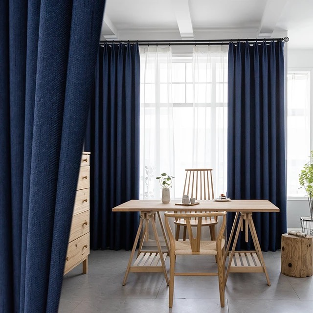 Rèm Vải Thô Xanh CoBan Cho Không Gian Sang Trọng – 100% Polyester chống bụi , chống tia UV cản sáng 80%