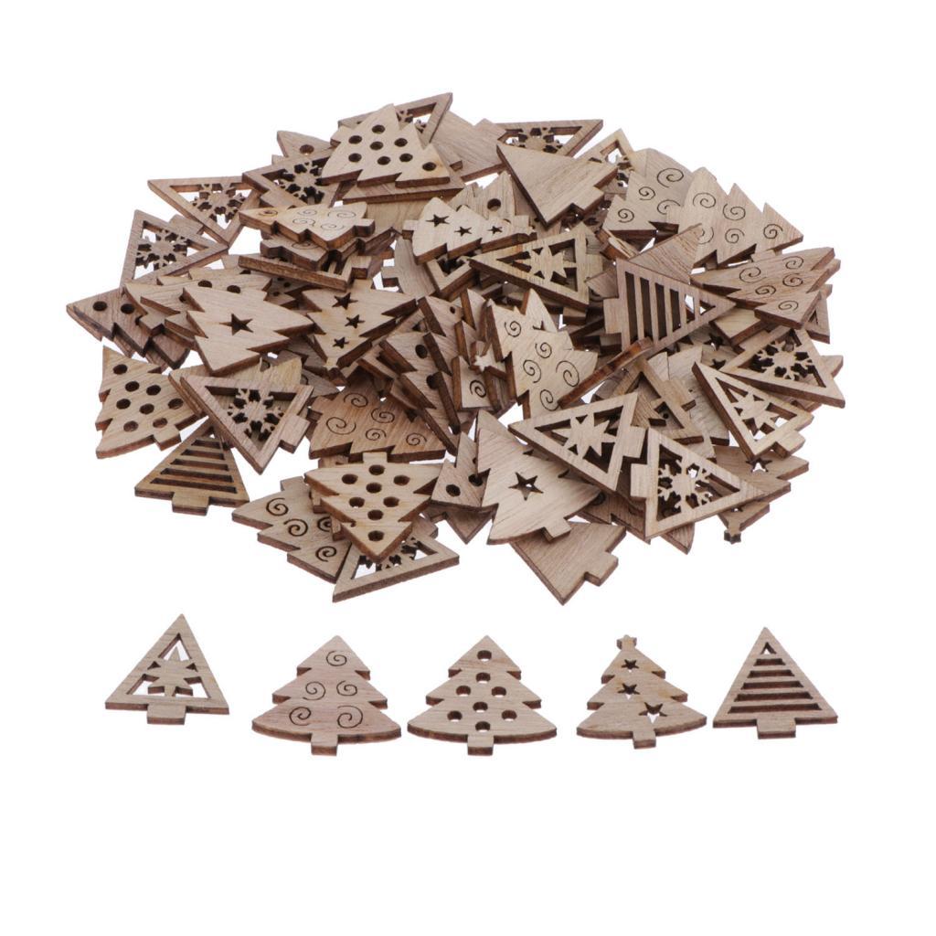 100pcs Gỗ Tự Nhiên Cây Giáng Sinh Thủ Công DIY Bằng Gỗ Tôn Dáng Quyến Rũ