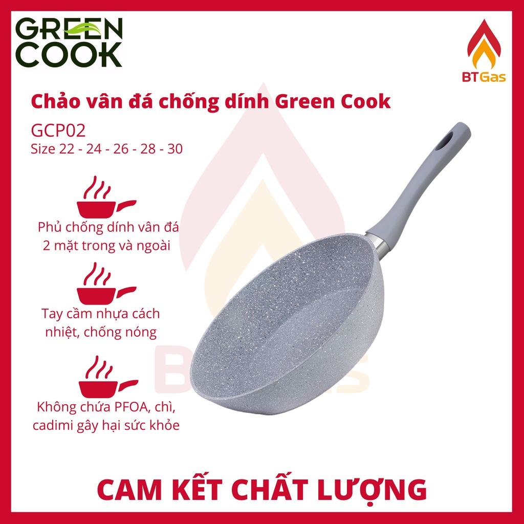 Chảo chống dính đáy từ vân đá Green cook, chảo chống dính bếp từ Green Cook GCP02