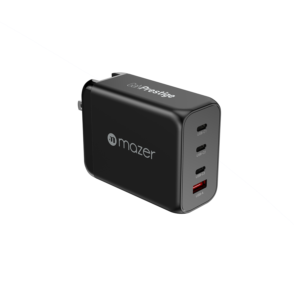 Củ Sạc MAZER GaN Prestige công suất 200W nhỏ gọn có chân cắm du lịch (4 cổng) - Hàng Chính Hãng