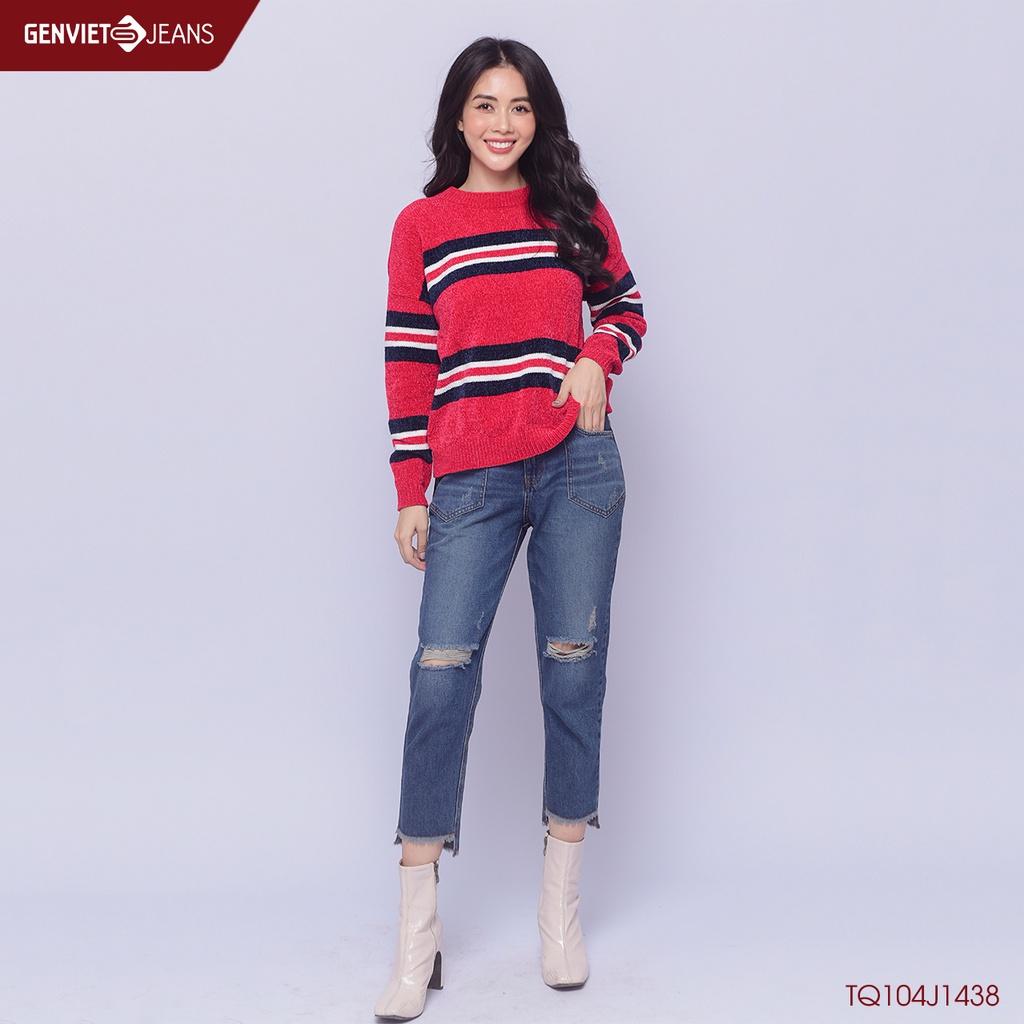 Quần Dài Jeans Nữ Rách Gối GENVIET TQ104J1438