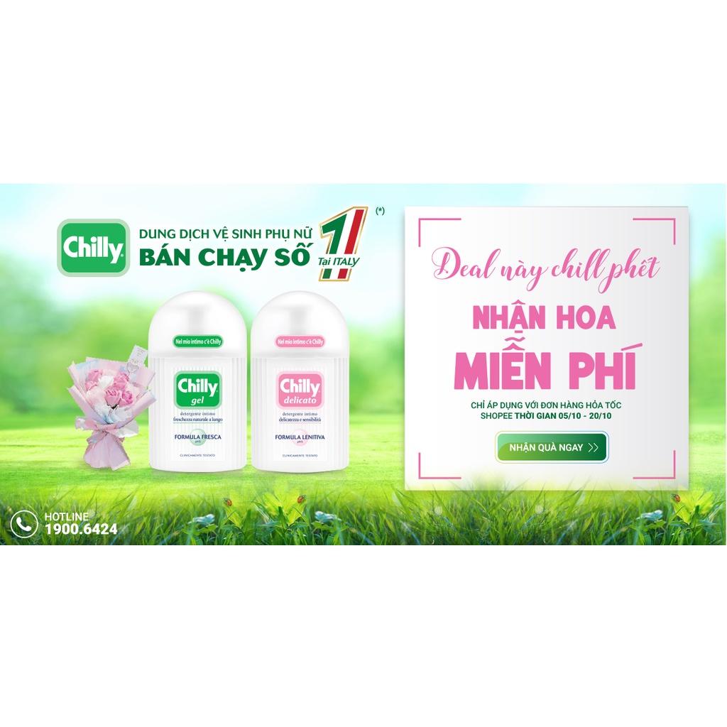 Combo 3 chai Dung dịch vệ sinh phụ nữ Chilly Delicato - Dưỡng mềm mại, sạch dịu êm - số 1 tại Italy- (200ml/chai)