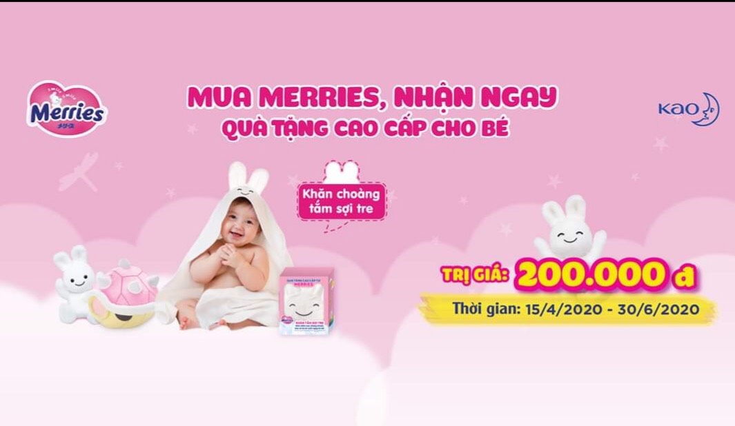 Combo 2 Tã Dán Merries NB90+6 tặng khăn tắm sợi tre hình thỏ đáng yêu và đồ chơi tắm Toys House